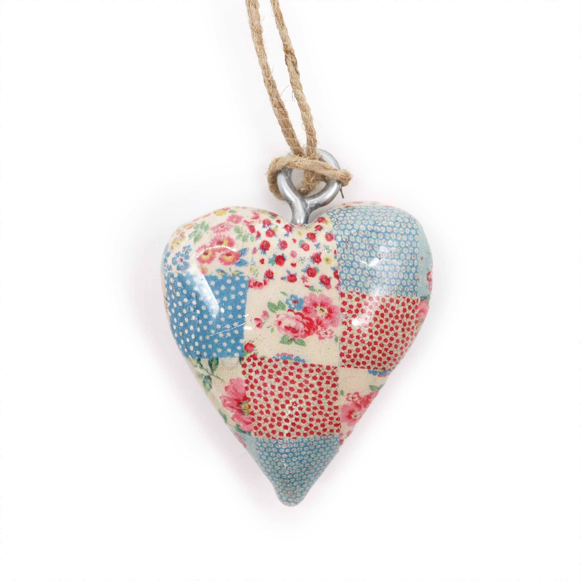 Small Decor Wood Hearts - Cheque Blue & Red (24)