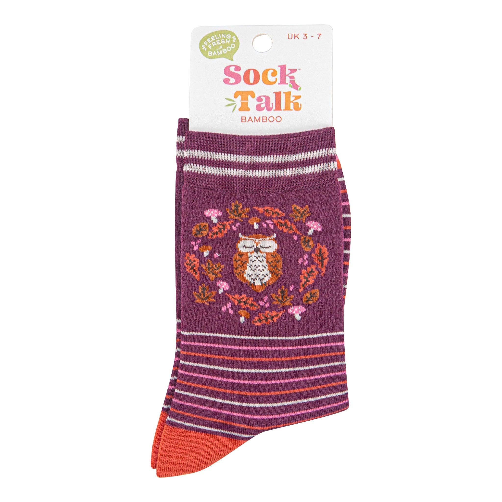Women's Bamboo Socks - Berry, Owl