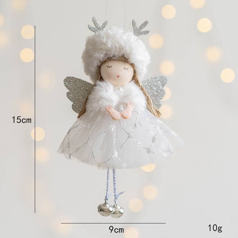 Girl With Plush Deer Antlers Christmas Tree Ornament