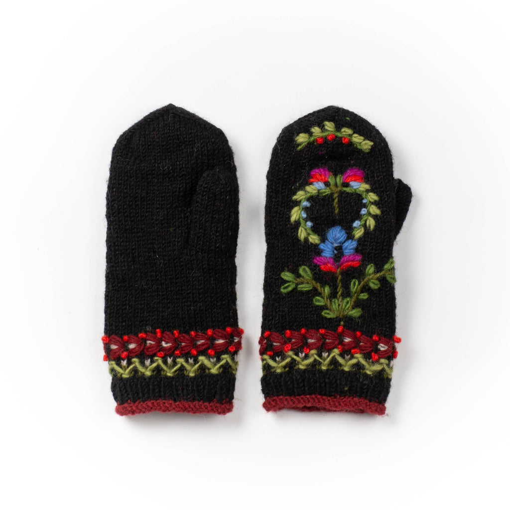 Munich Embroidered Wool Mittens