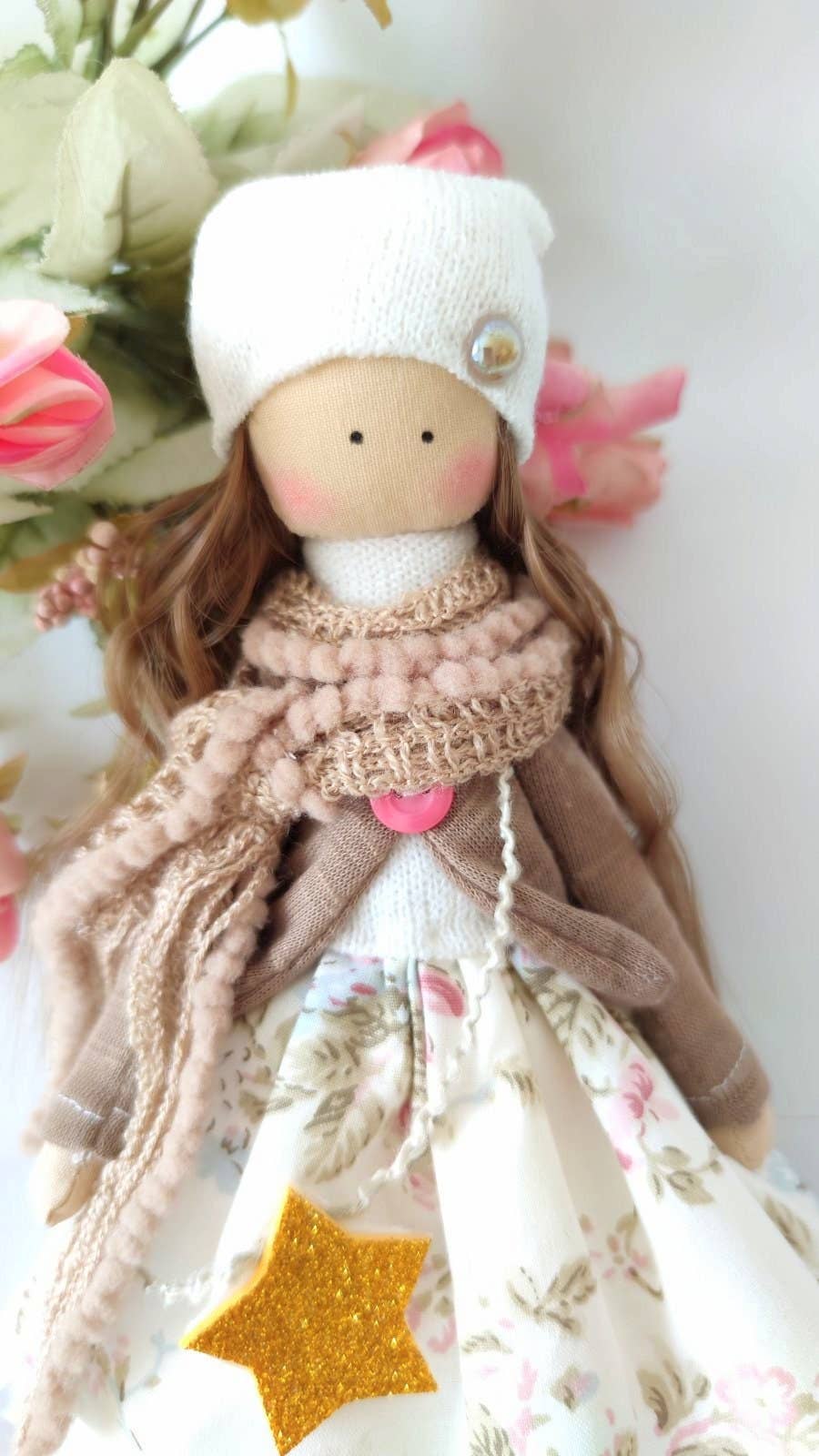 Chic Cotton Rag Doll Princess, Soft and Textile Fabric