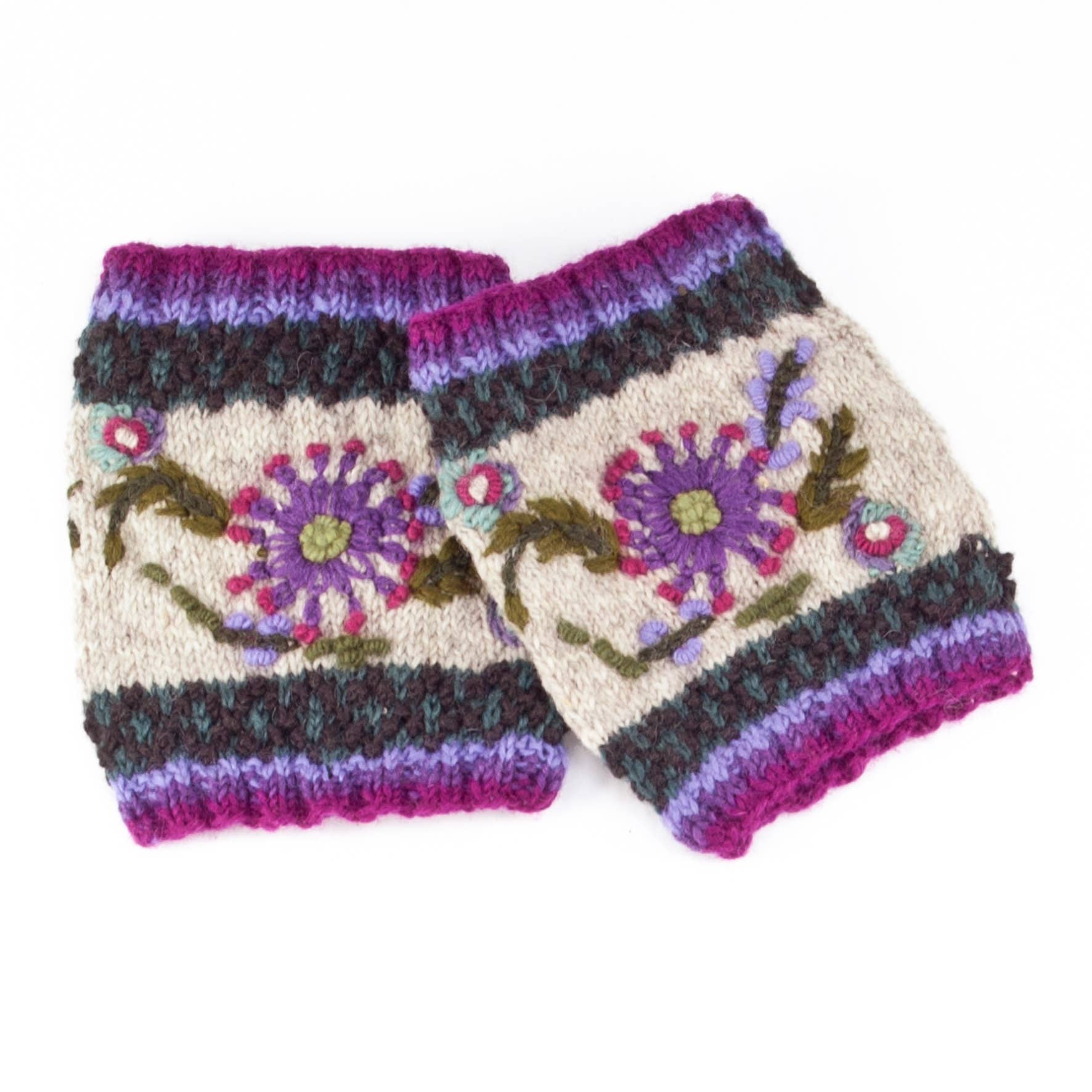Abigail Wool Boot Cuffs with Embroidered Florals