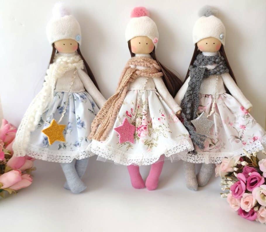 Handmade Doll, Fabric Doll, Rag Doll, Girl Gift, Softie Doll, Collectible Doll, Doll Cotton, Interior Doll, Stuffed Doll, Heirloom Doll