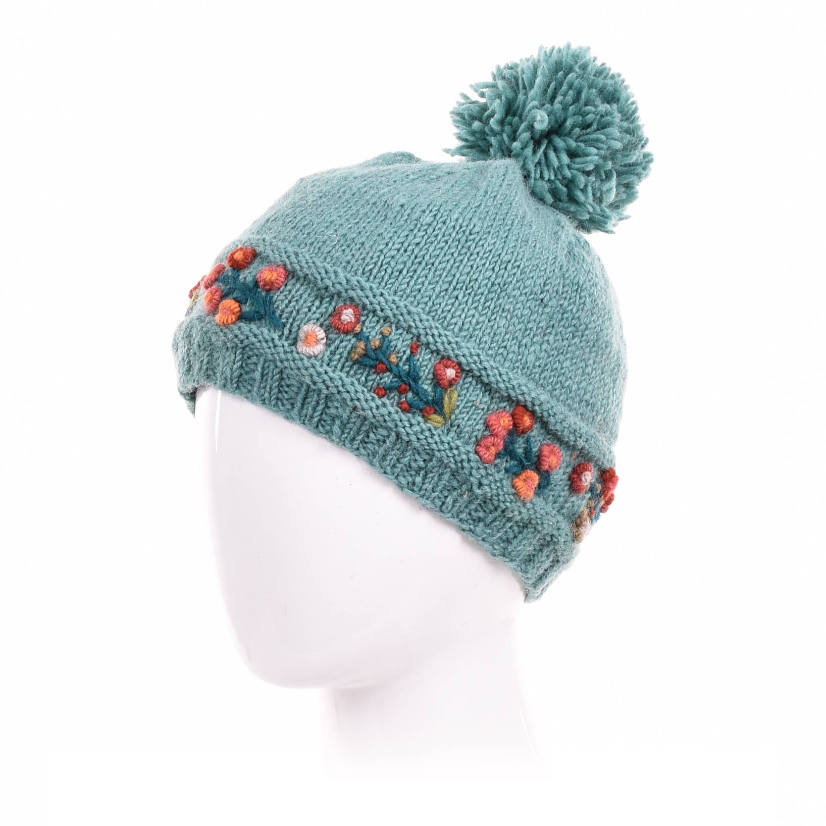 Mathilde Wool Winter Beanie Hat with Embroidered Band