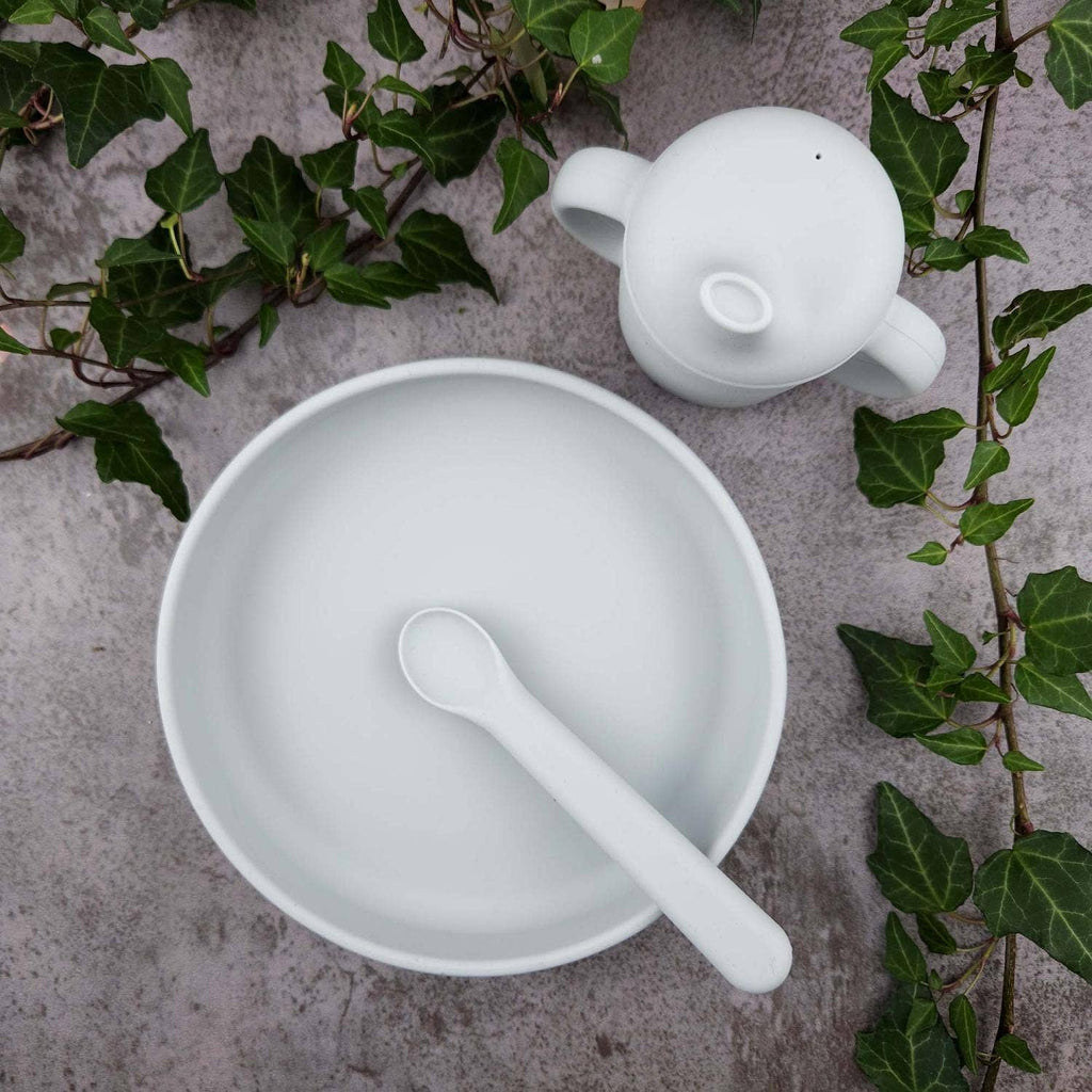 Sippy cup silicone silver grey