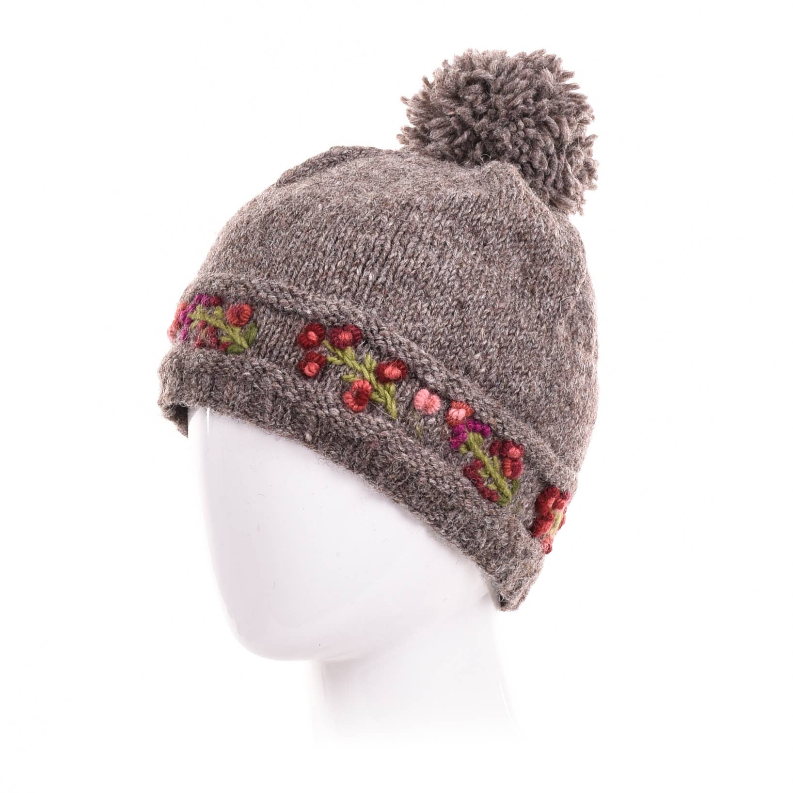 Mathilde Wool Winter Beanie Hat with Embroidered Band