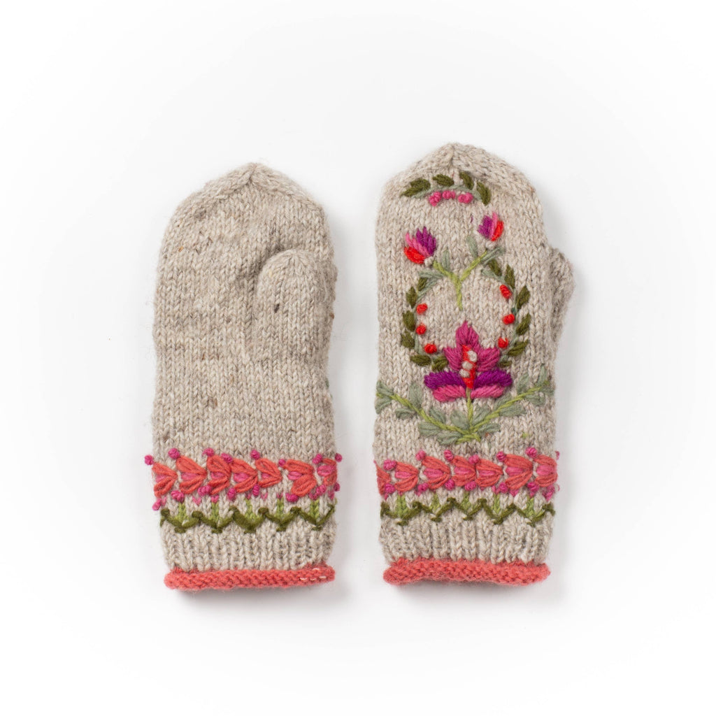 Munich Embroidered Wool Mittens