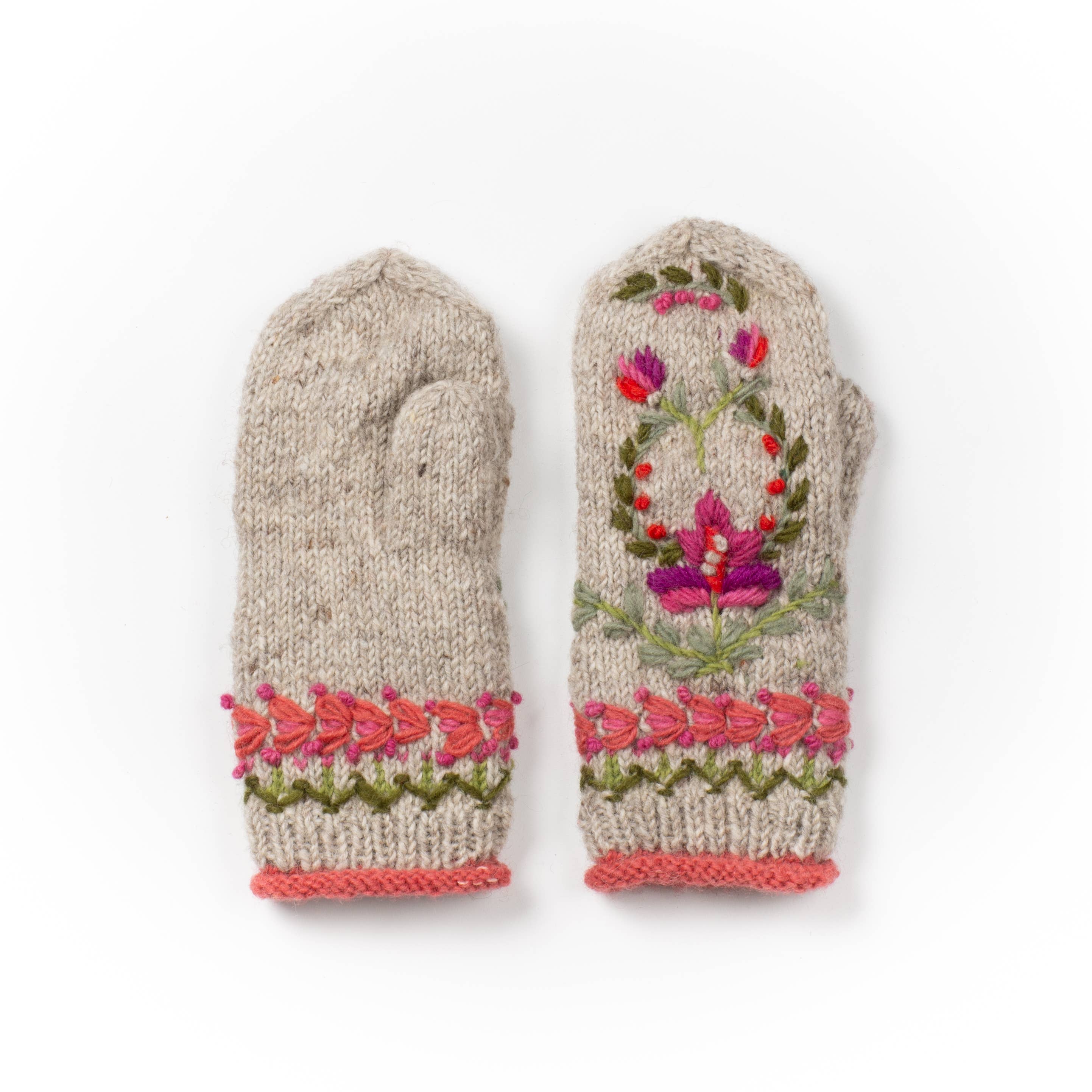Munich Embroidered Wool Mittens