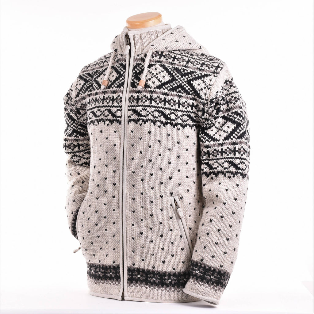 Moritz Wool Sweater with Zip Front & Nordic Knit Design