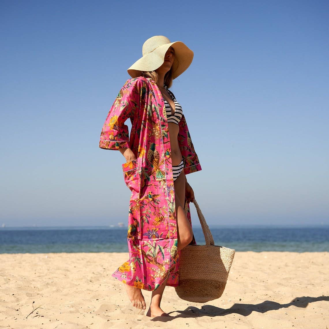 ‘Blossom Burst’ 100% Cotton Kimono Robe