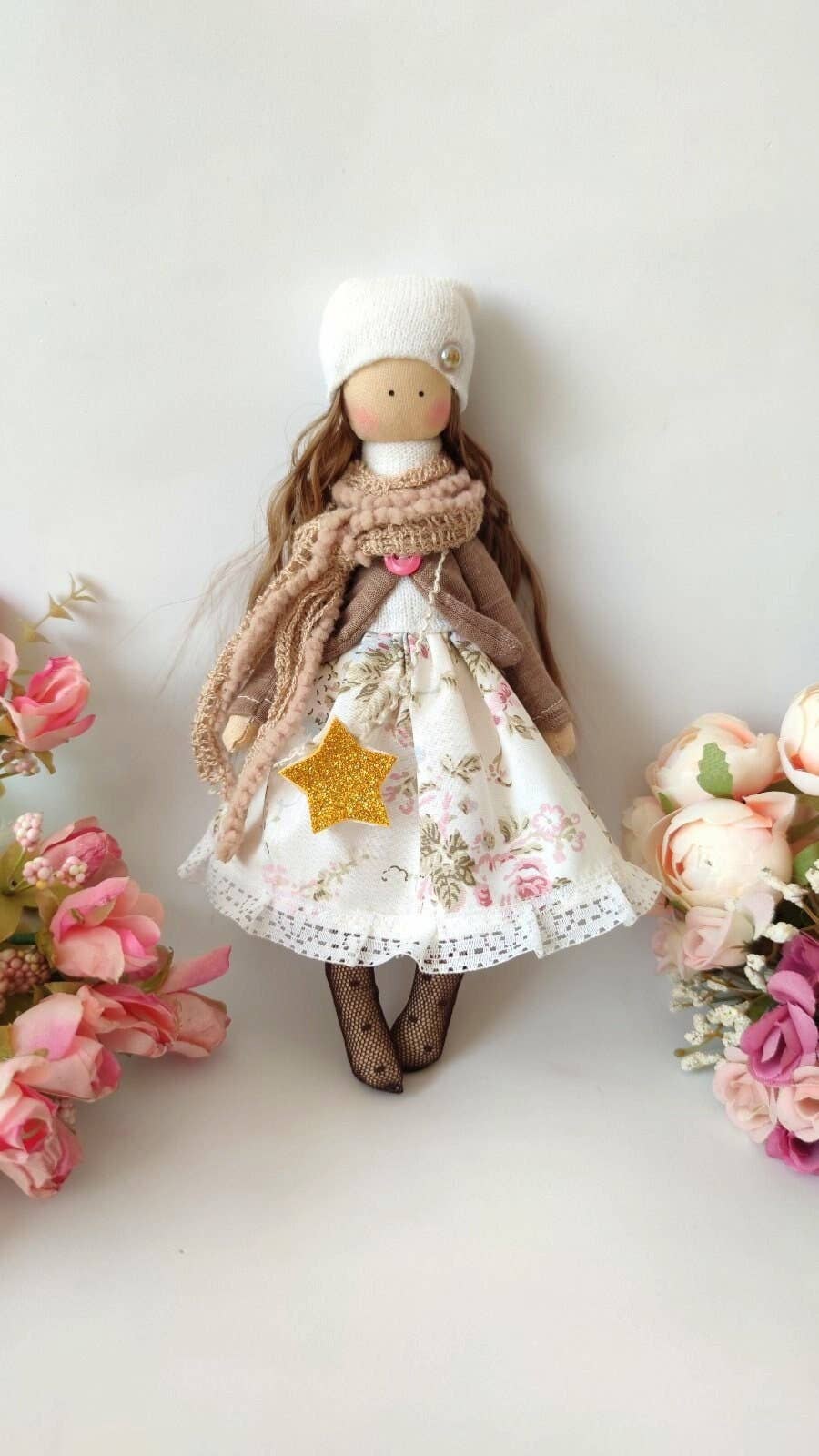 Chic Cotton Rag Doll Princess, Soft and Textile Fabric