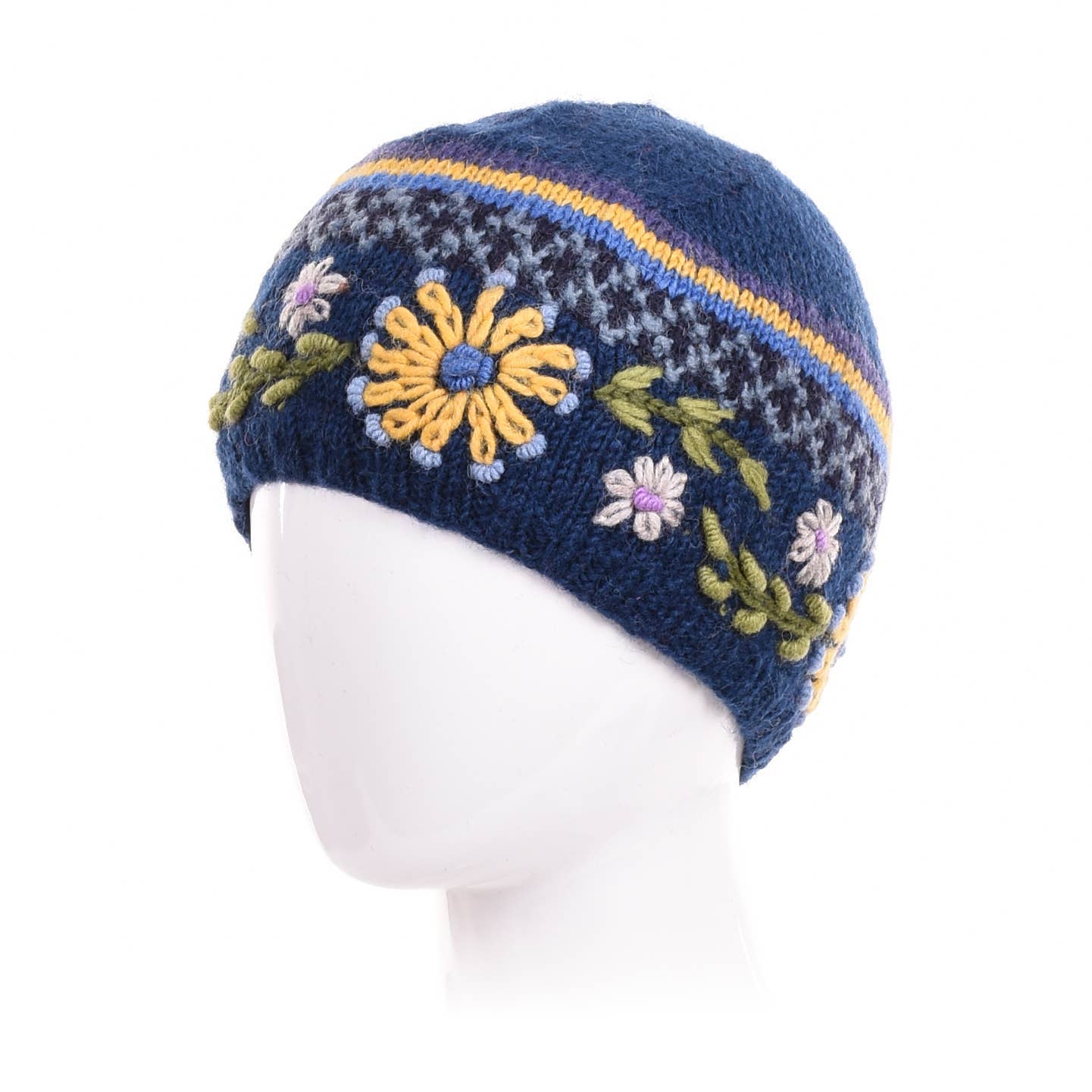Abigail Hand Knit Wool Beanie Embroidered Hat