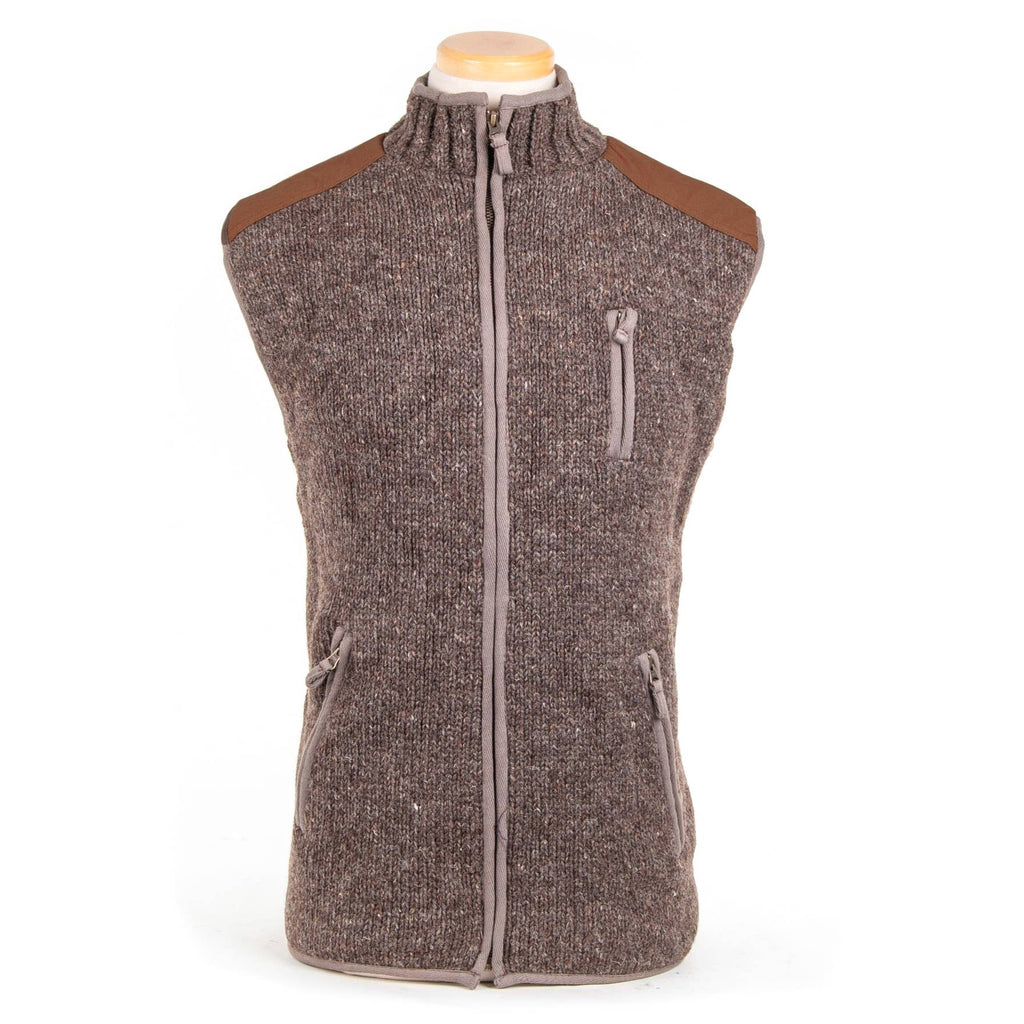 Yale Wool Zip Vest with Faux Suede Shoulder Patches