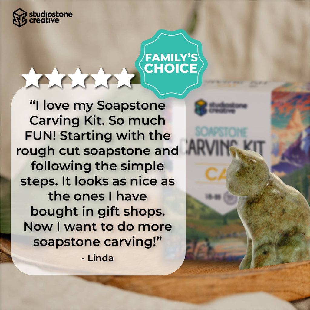 Cat Soapstone Carving Kit