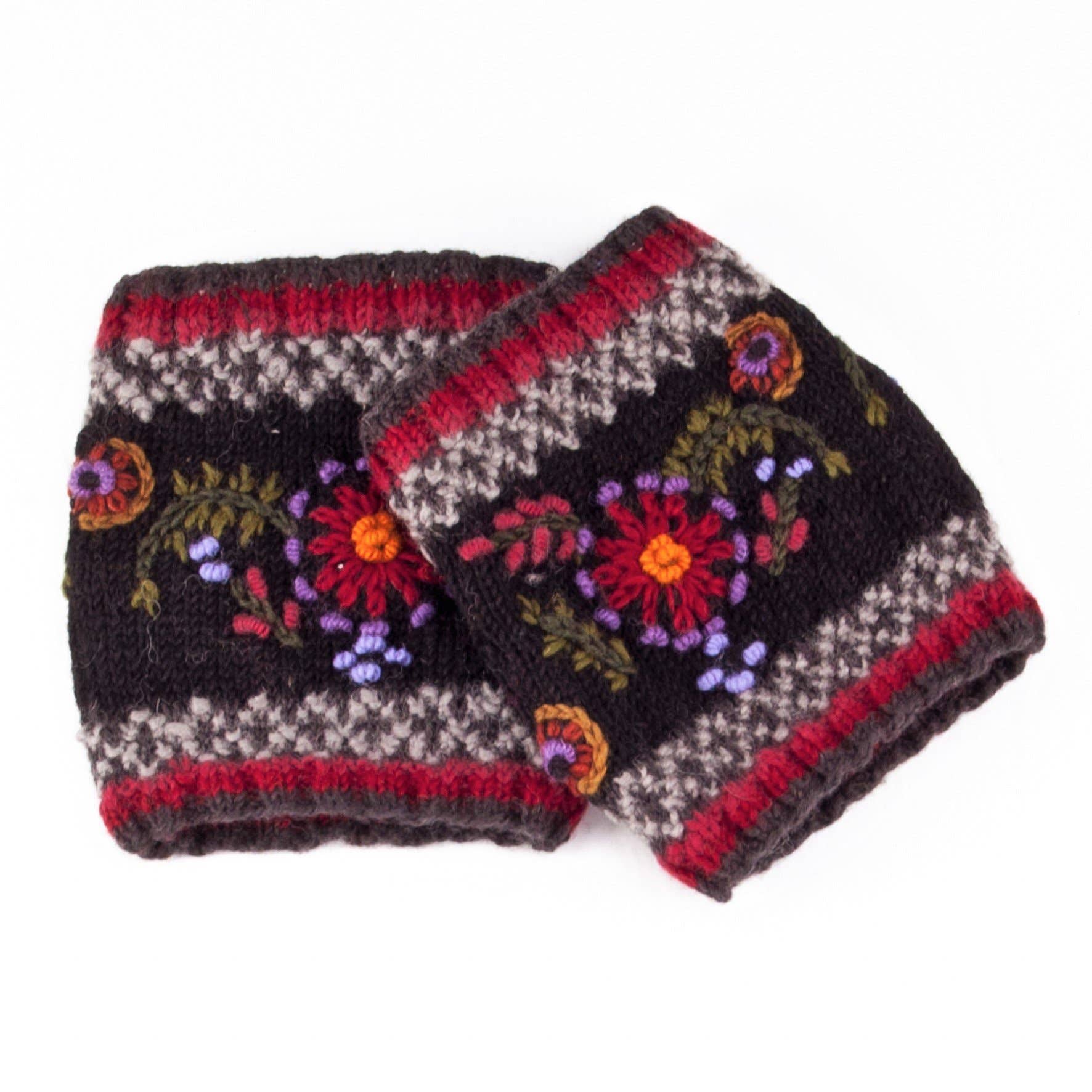 Abigail Wool Boot Cuffs with Embroidered Florals
