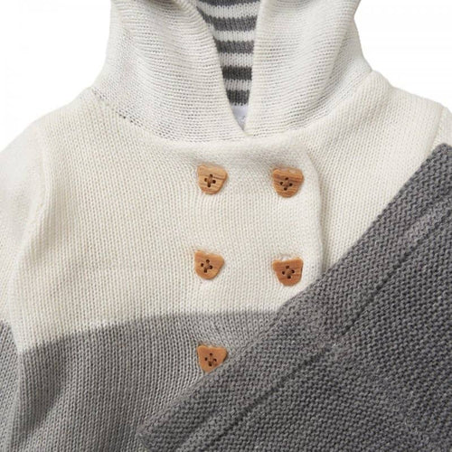 2pc Knitted Set: Hooded Jacket And Trouser Set: Grey Ombre