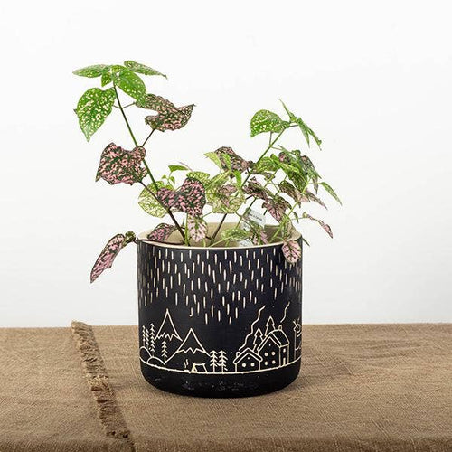 "Winter Village" Flower Pot