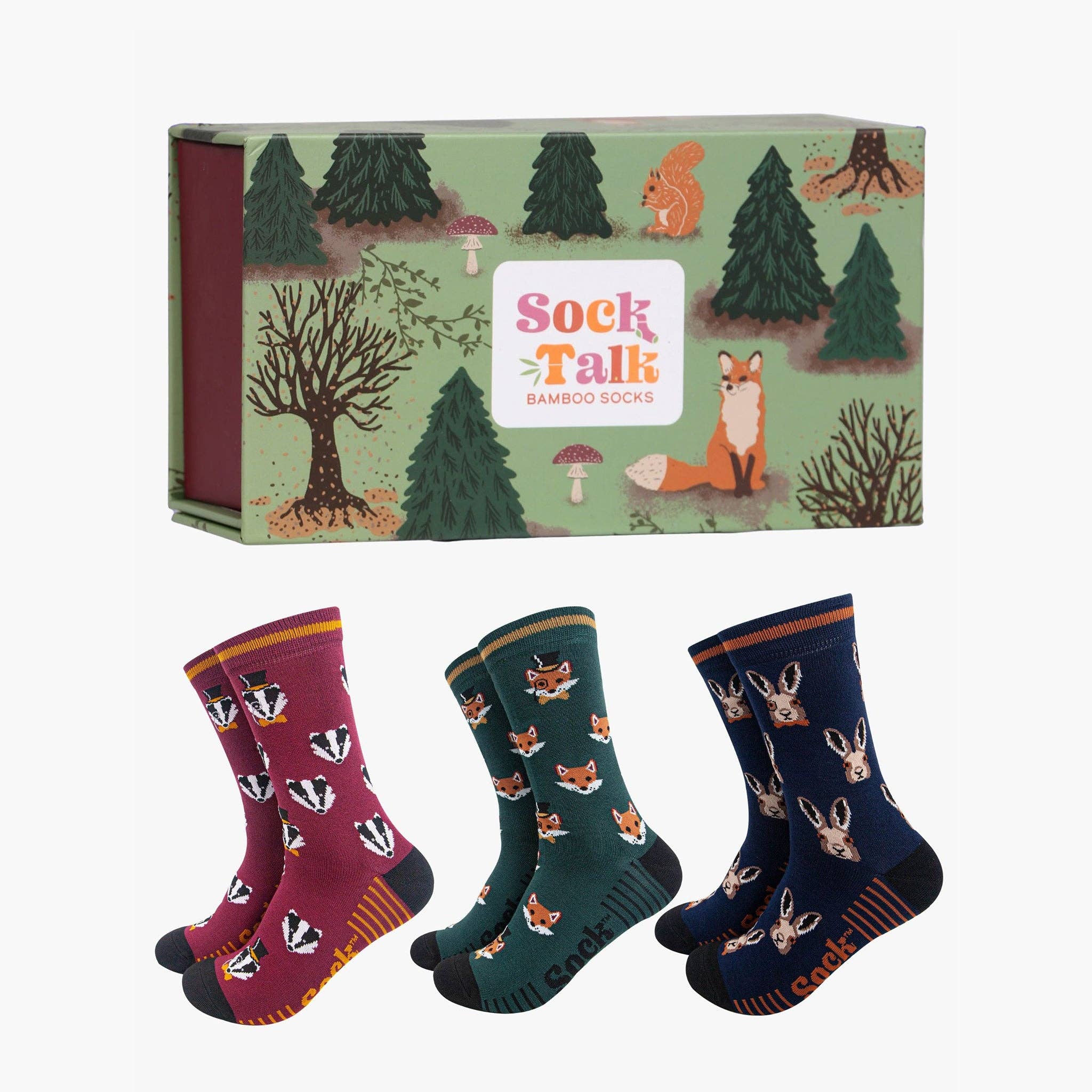Men's Socks Gift Box- Navy, Woodland Animal
