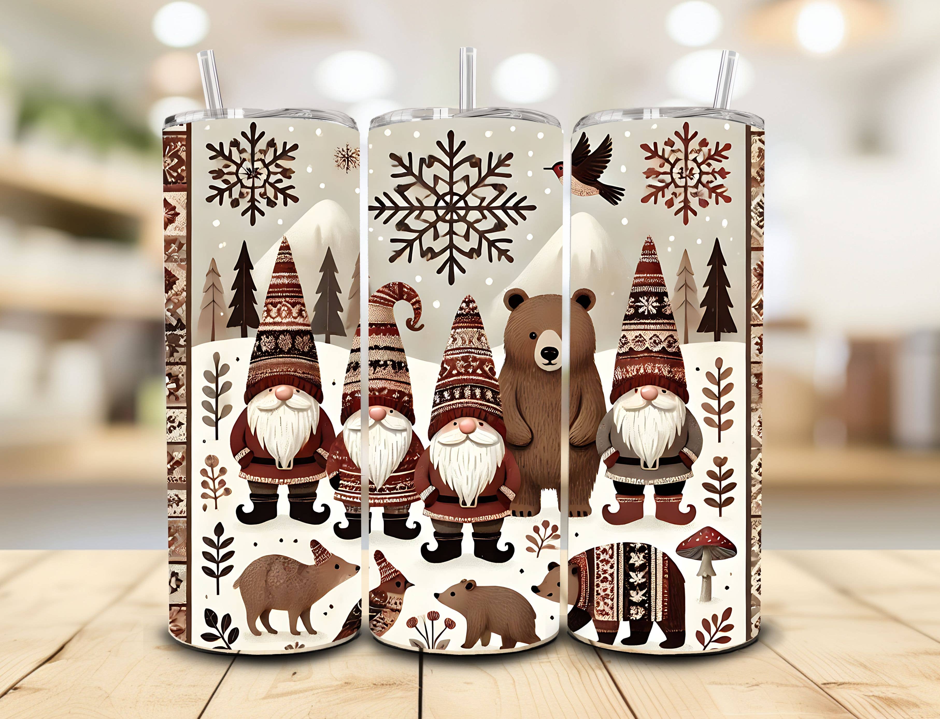 Nordic Gnome Christmas Tumbler, 20 oz. Stainless Steel