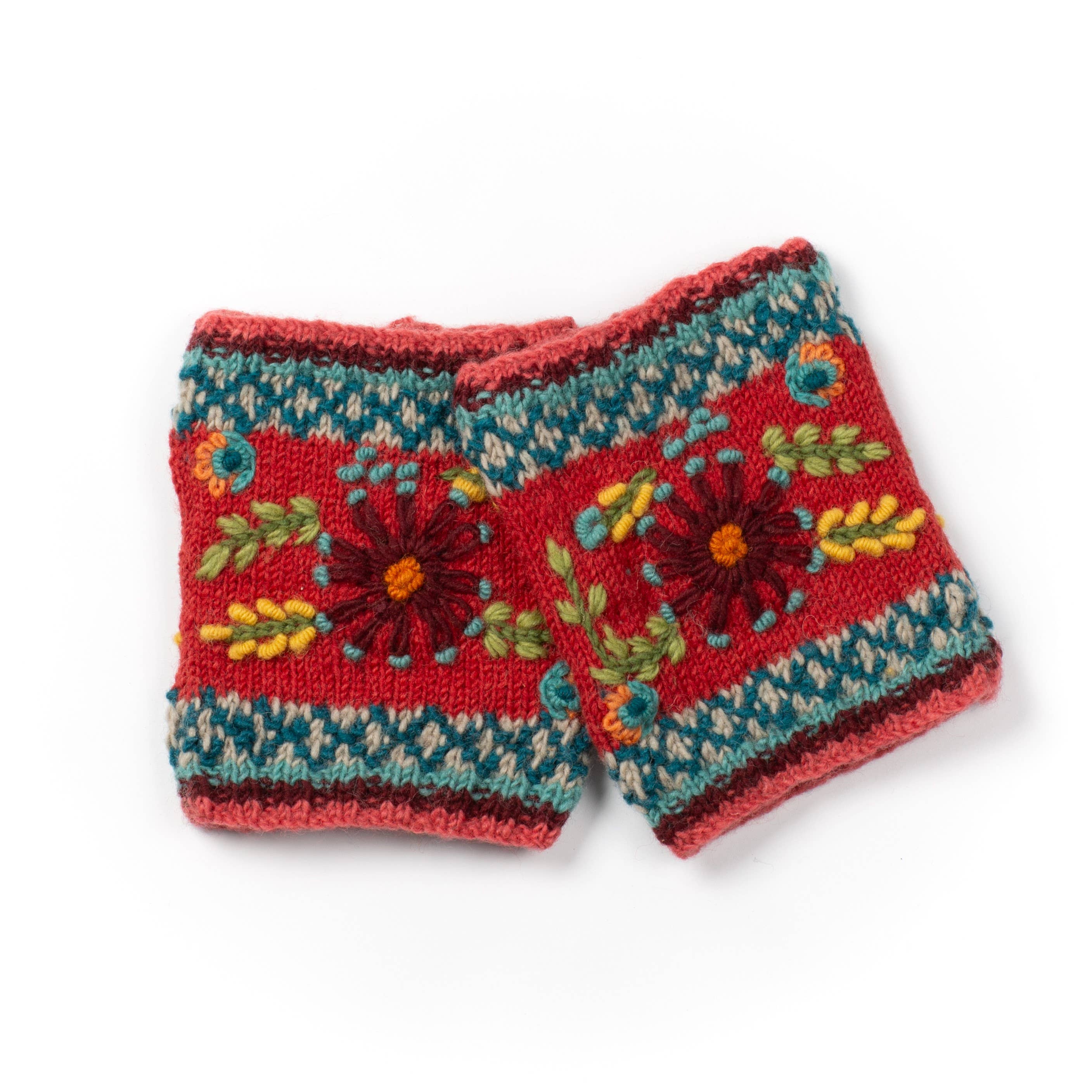 Abigail Wool Boot Cuffs with Embroidered Florals