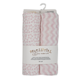 2 Pack Muslin Swaddle Blankets -Pink Star/Wave