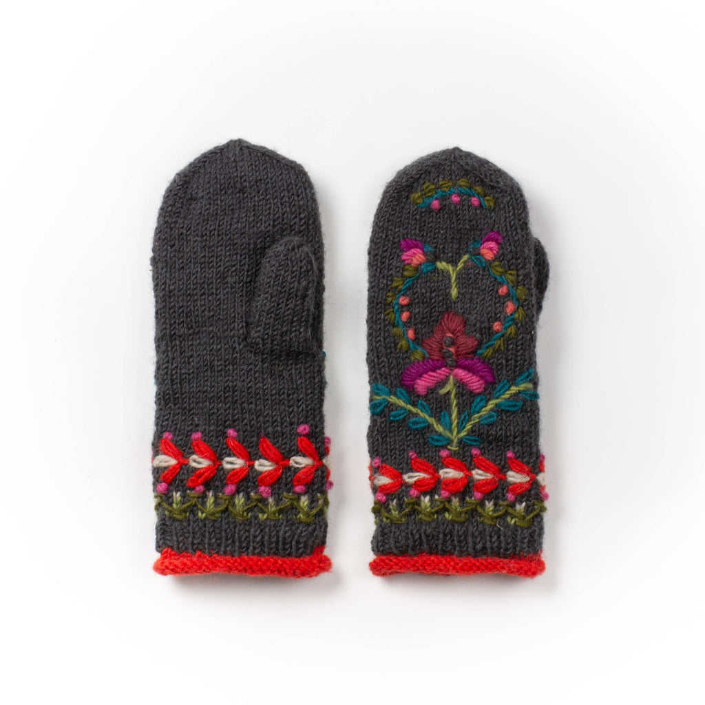 Munich Embroidered Wool Mittens