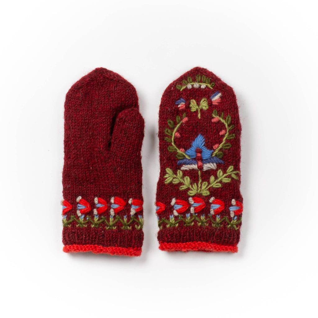 Munich Embroidered Wool Mittens
