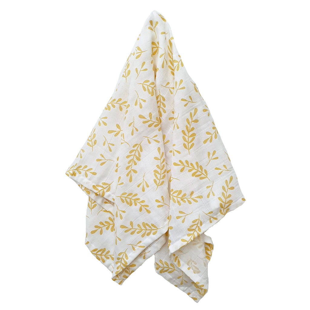 Organic Muslin Swaddle Blanket Floral Sun Yellow