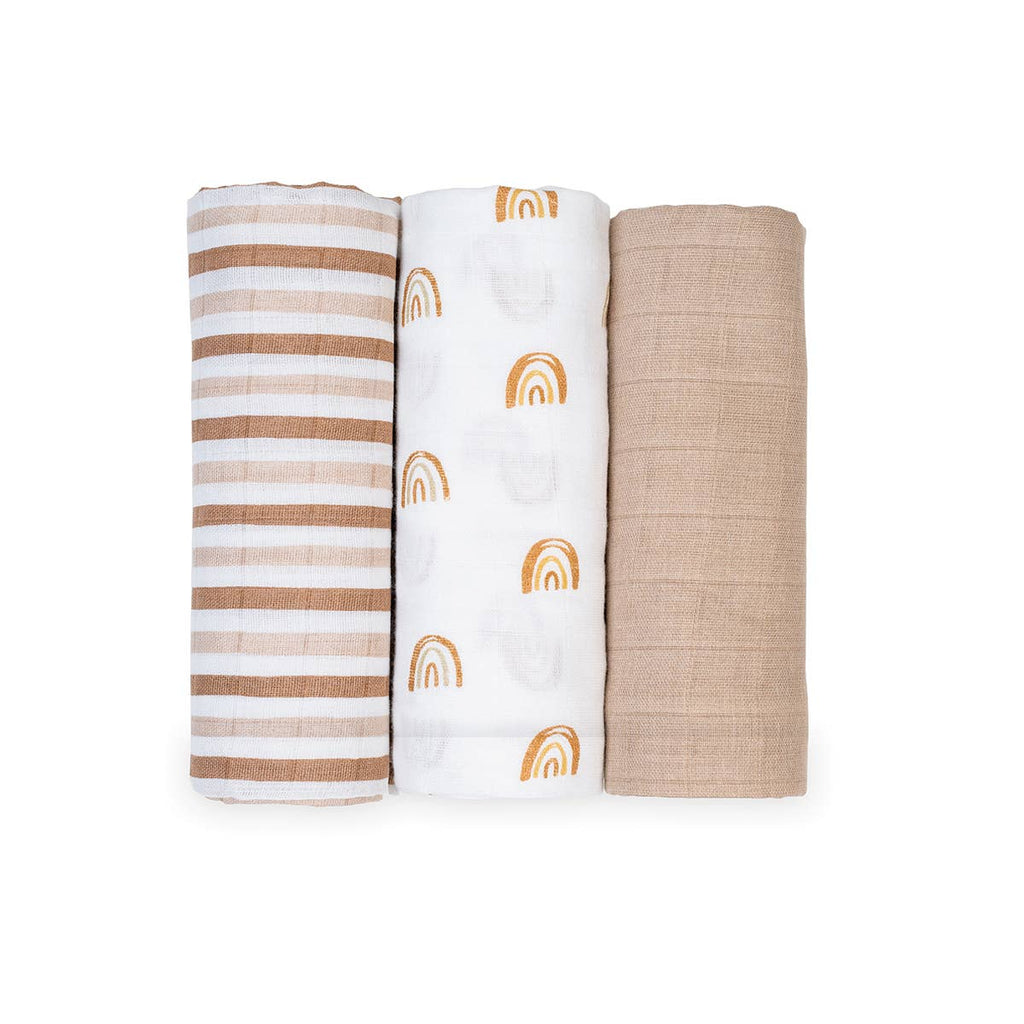 3-Pack Muslin Receiving Blankets – Rainbows
