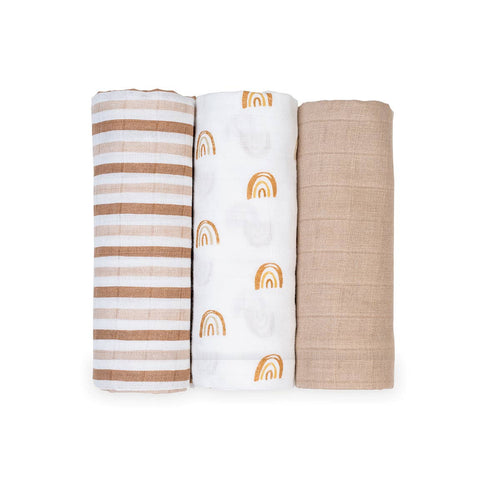 3-Pack Muslin Receiving Blankets – Rainbows