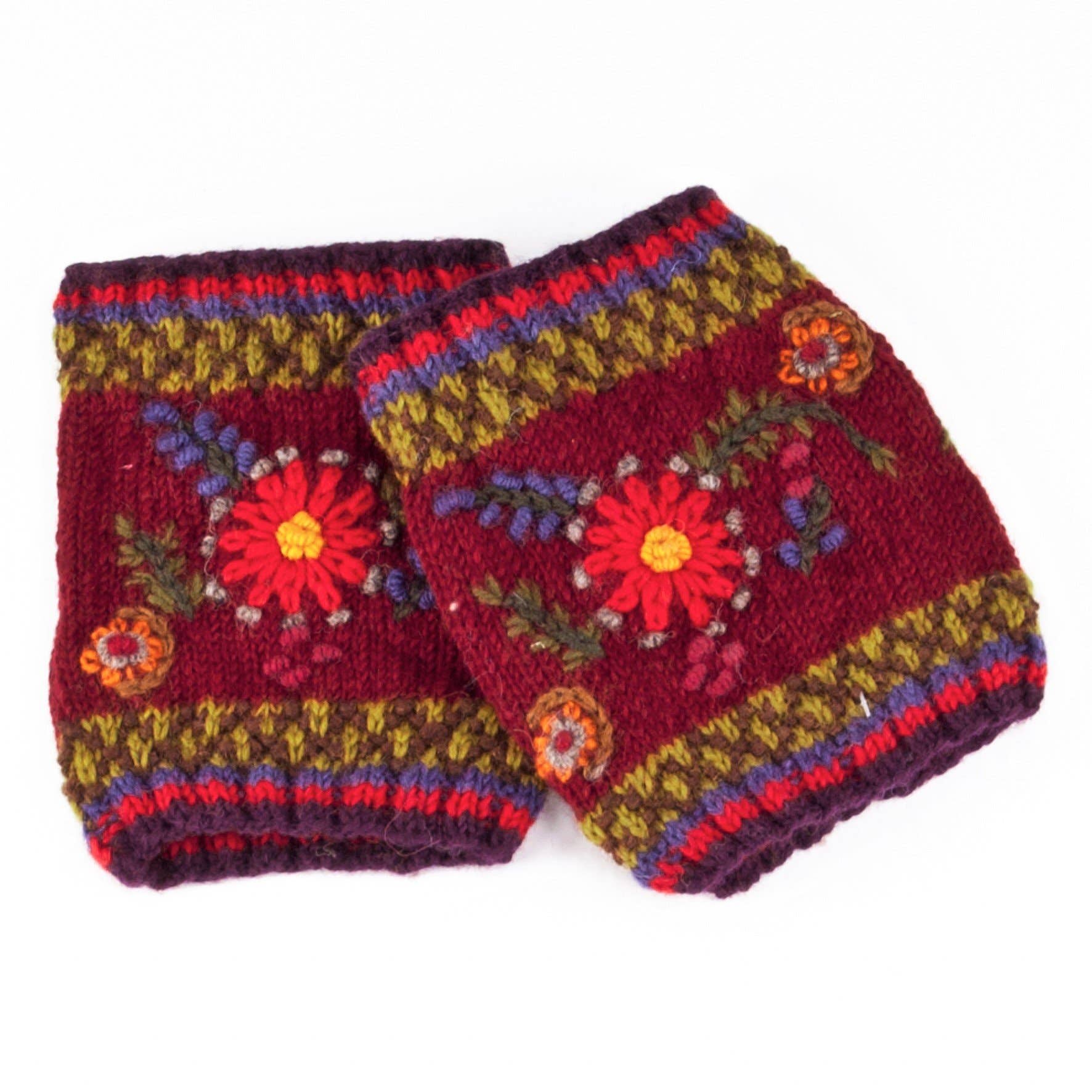 Abigail Wool Boot Cuffs with Embroidered Florals