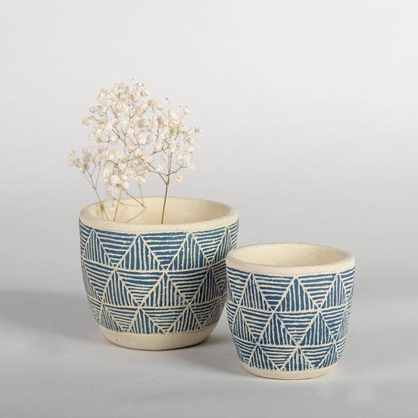Cement Flower Pots, Set of 2