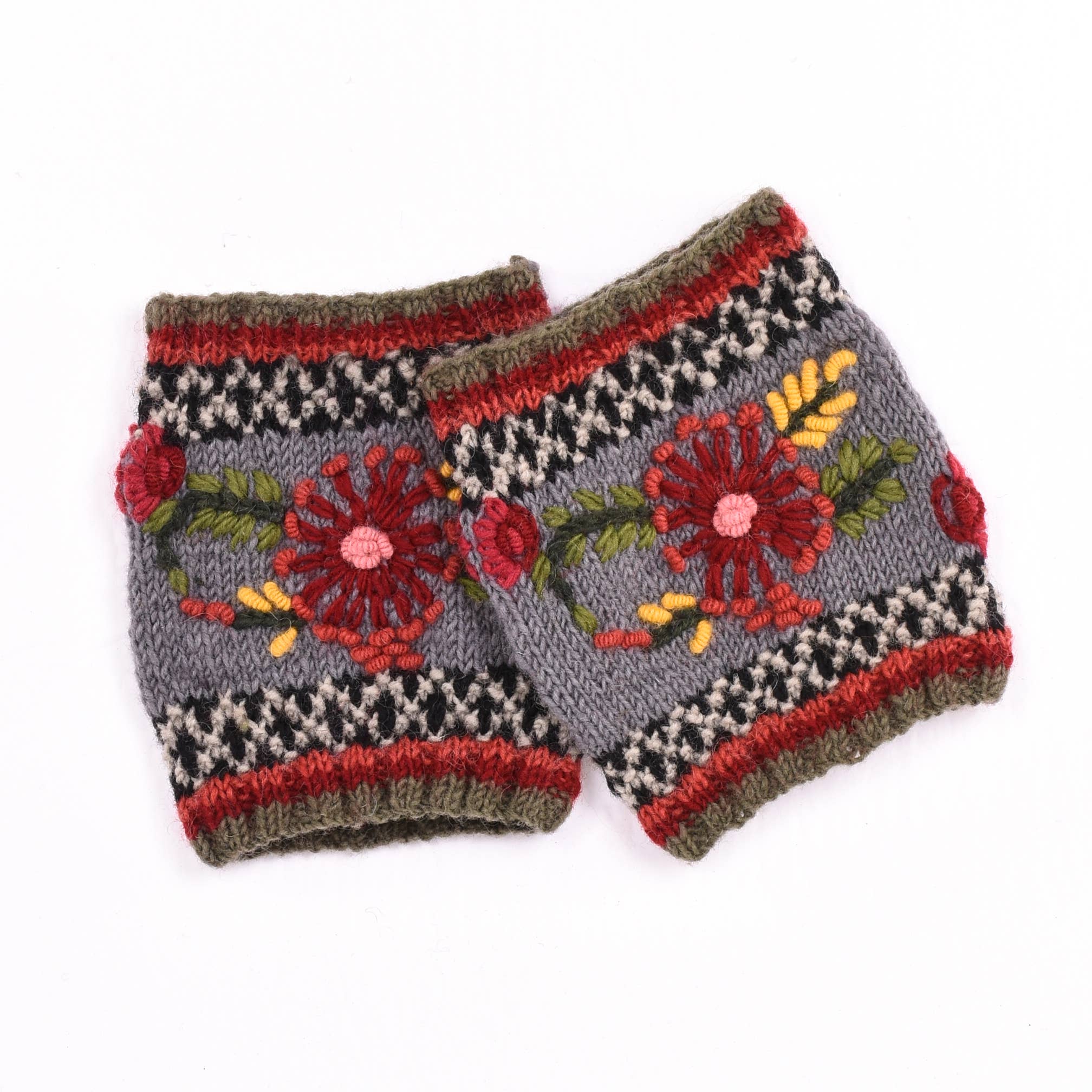 Abigail Wool Boot Cuffs with Embroidered Florals