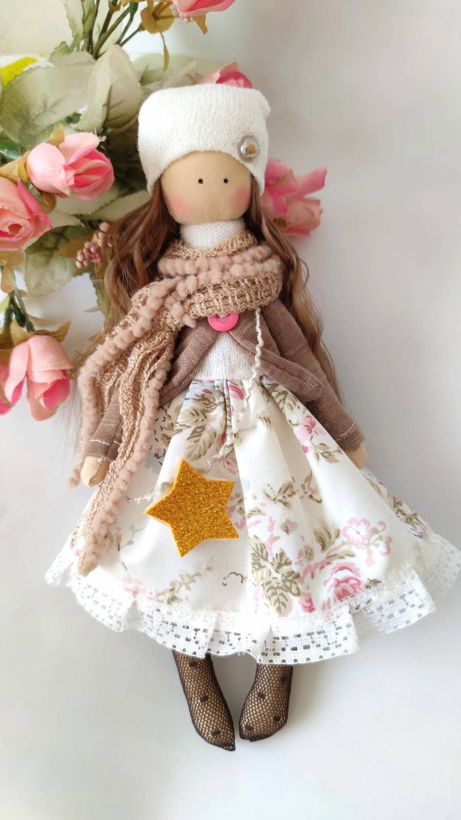 Chic Cotton Rag Doll Princess, Soft and Textile Fabric