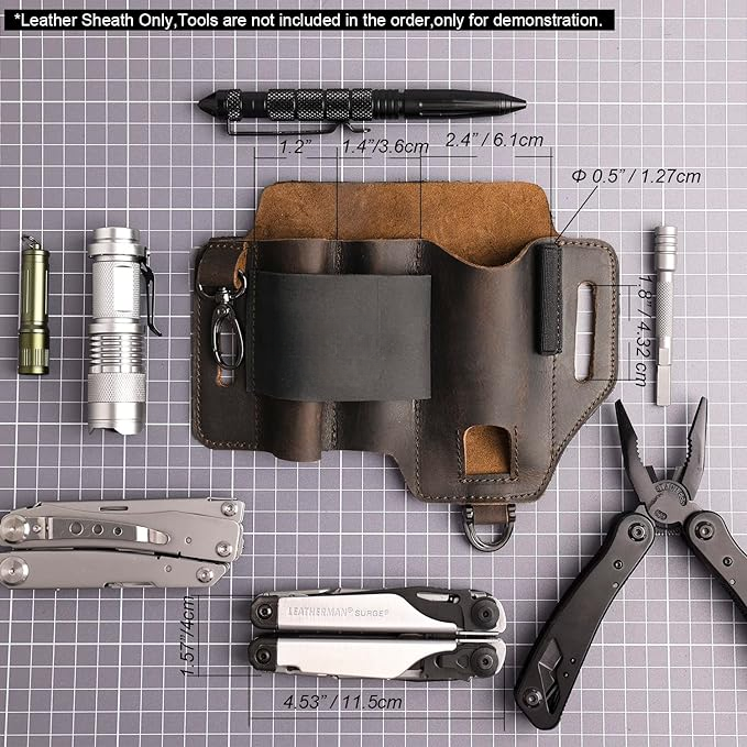 Multitool Sheath for Belt, Leather Belt Pouch for Work