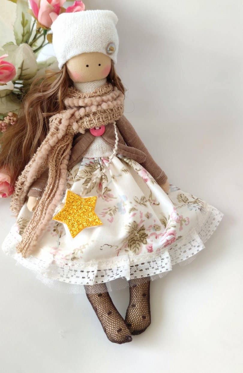 Chic Cotton Rag Doll Princess, Soft and Textile Fabric