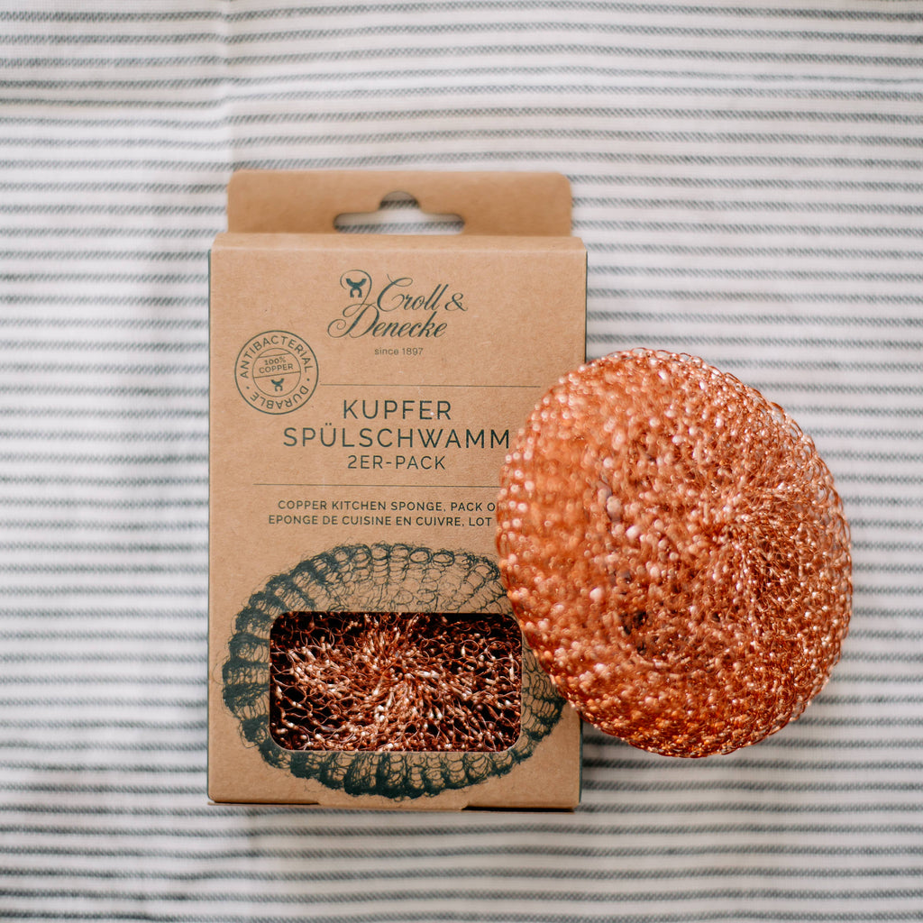 Copper dish sponge for washing, set of 2 kitchen sponges Eco