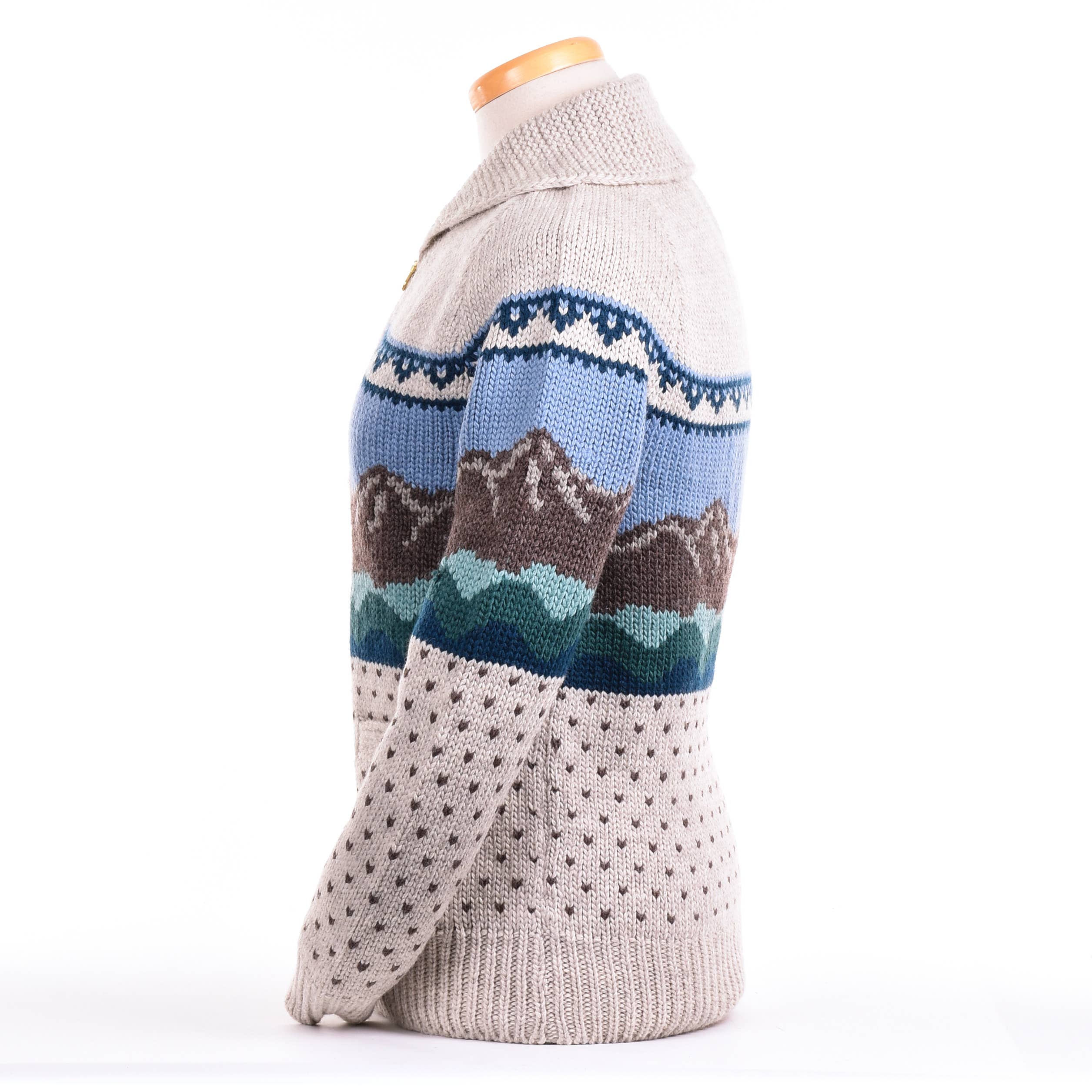 Rockies Mountain Landscape Zip Sweater in Soft Wool
