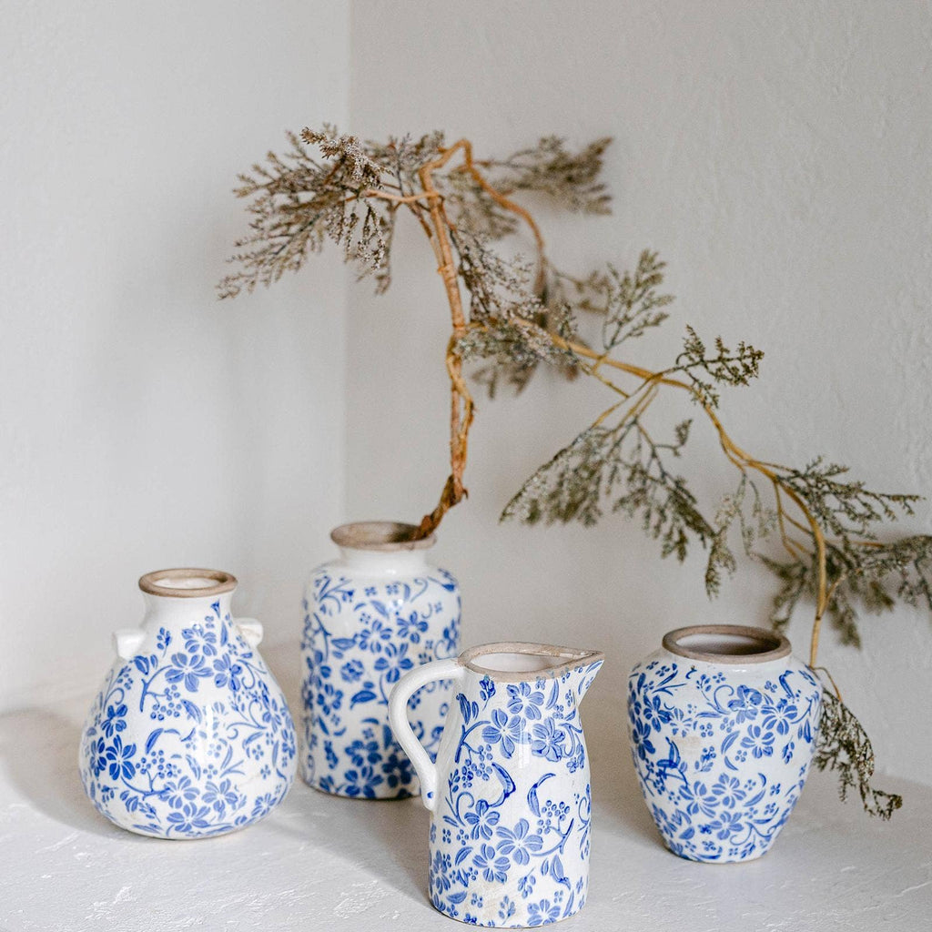 Ceramic Vase, Blue Flowers