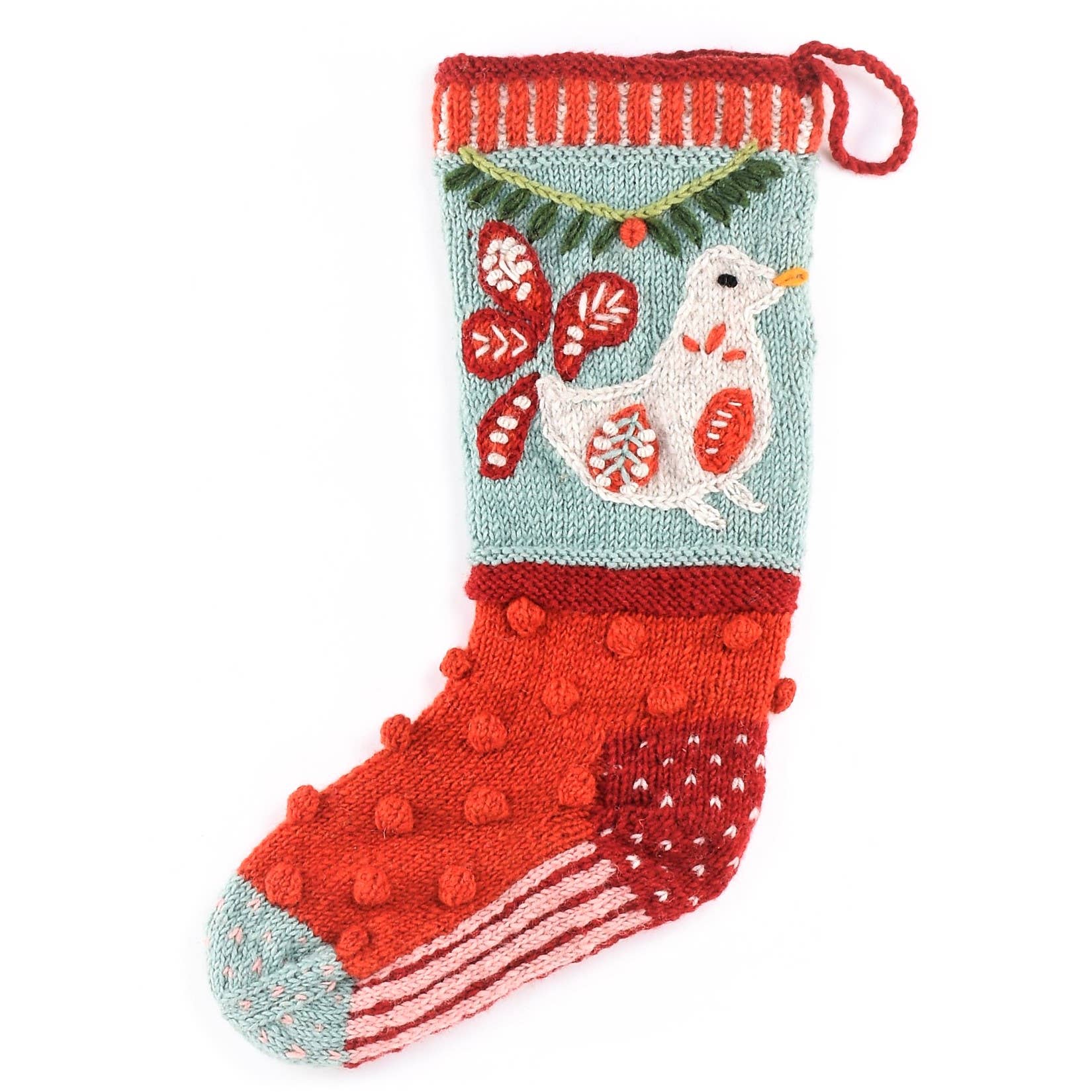 Dove Christmas Stocking – Embroidered Peace Bird