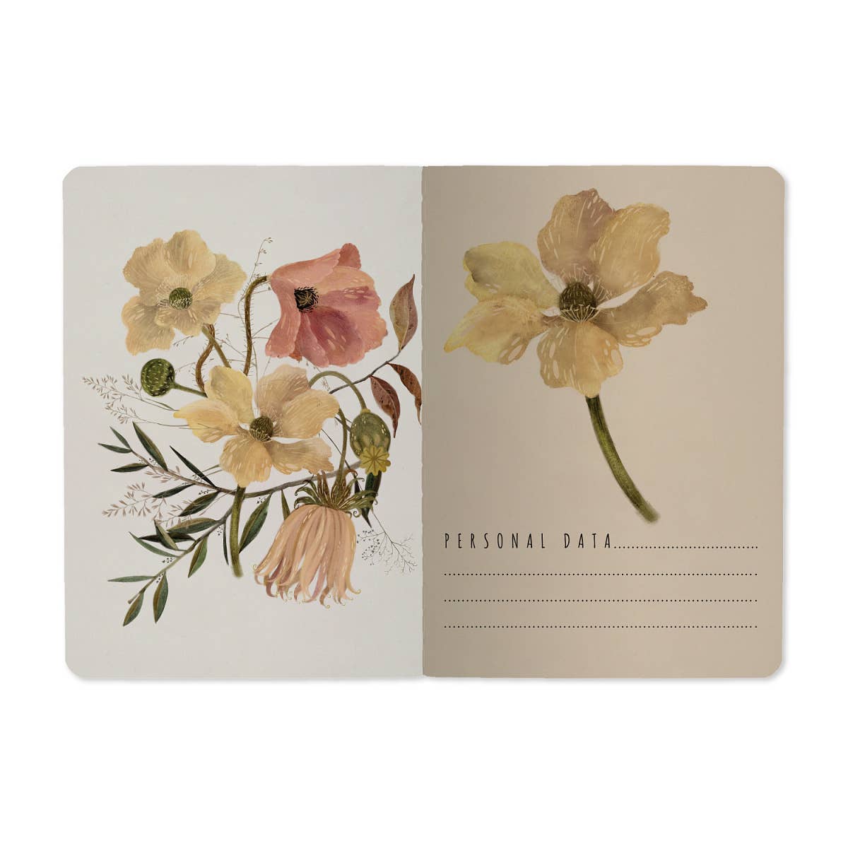 A6 Passport Notebook -  Soft Petals