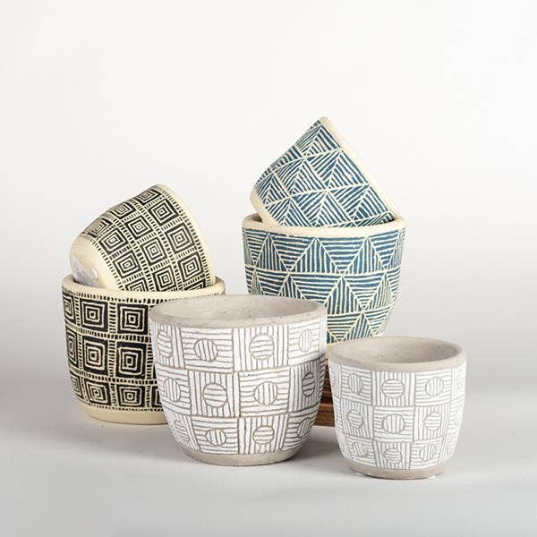 Cement Flower Pots, Set of 2