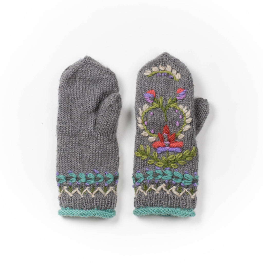Munich Embroidered Wool Mittens