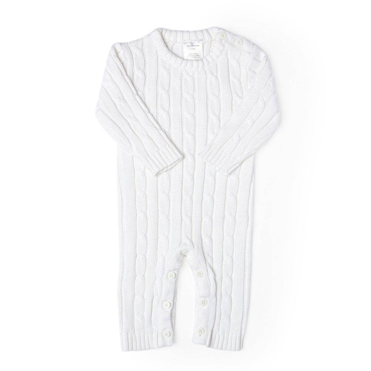 White Cable-Knit Playsuit