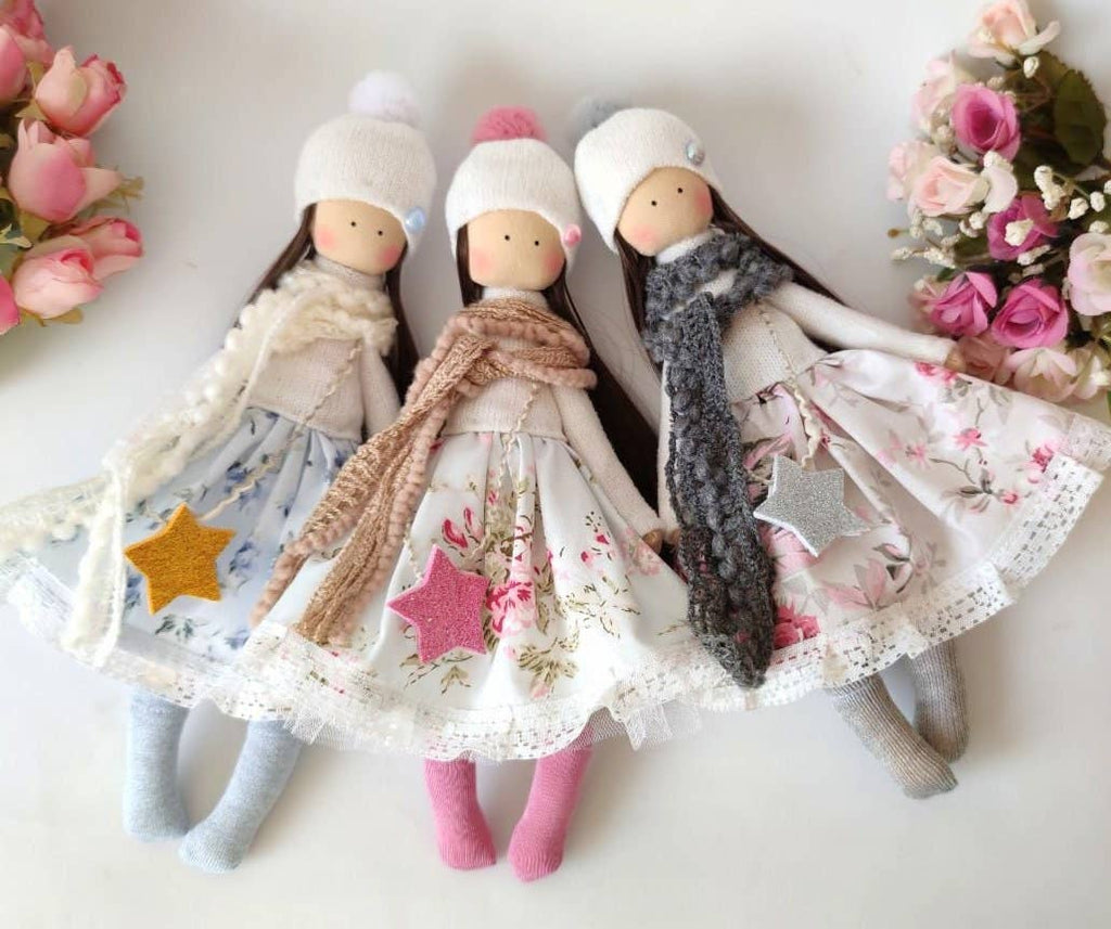 Handmade Doll, Fabric Doll, Rag Doll, Girl Gift, Softie Doll, Collectible Doll, Doll Cotton, Interior Doll, Stuffed Doll, Heirloom Doll