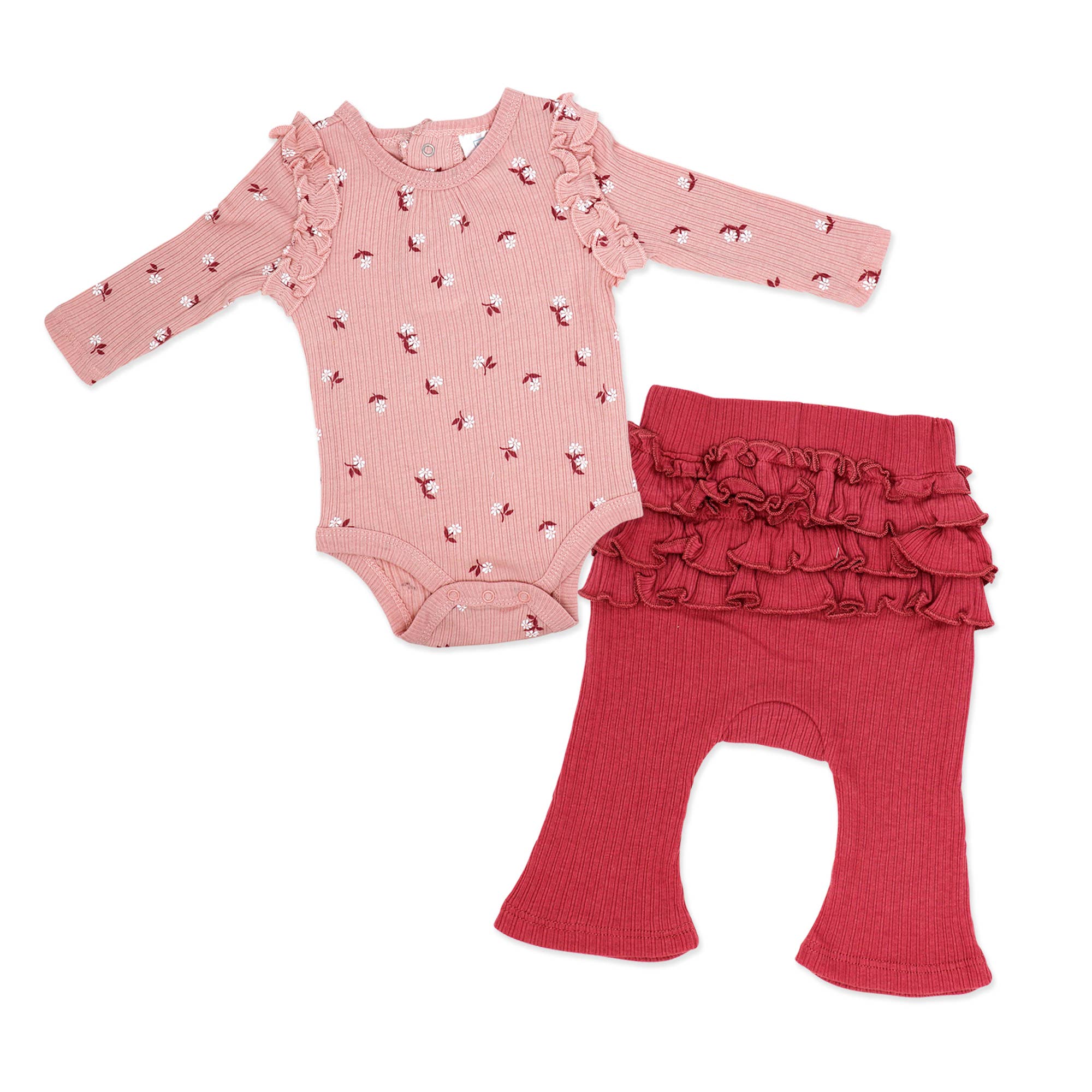 Girls 2 Piece Legging Set: Pink Floral