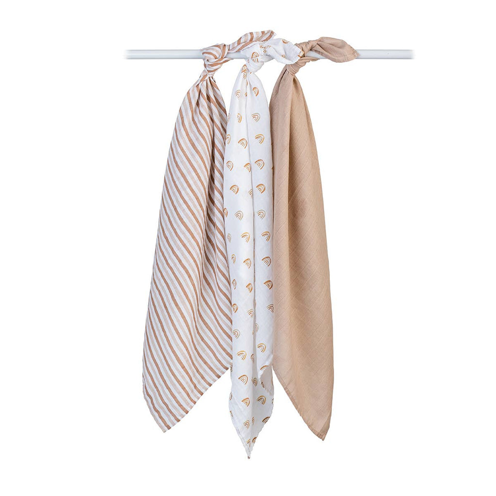 3-Pack Muslin Receiving Blankets – Rainbows
