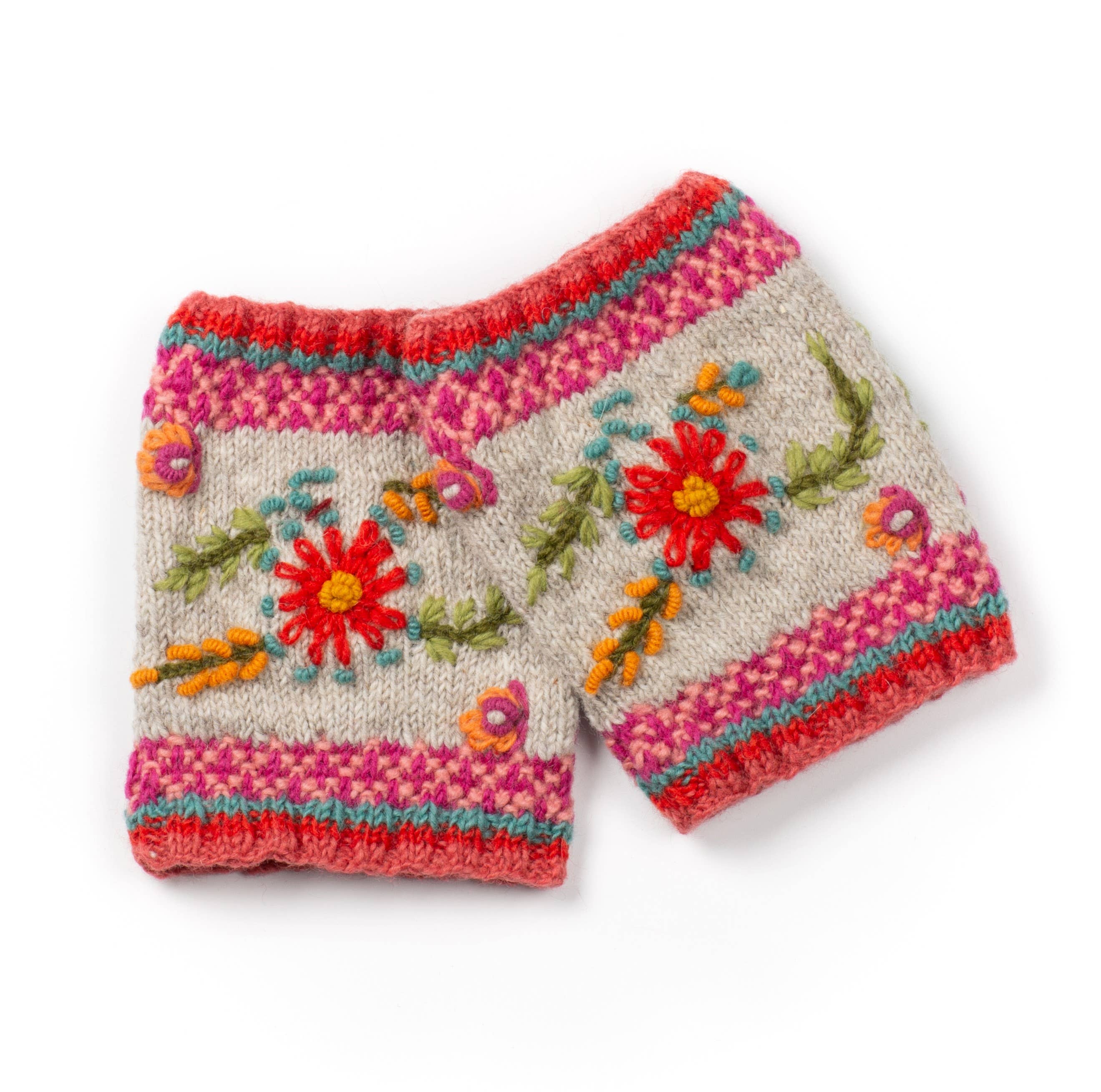 Abigail Wool Boot Cuffs with Embroidered Florals