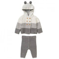 2pc Knitted Set: Hooded Jacket And Trouser Set: Grey Ombre