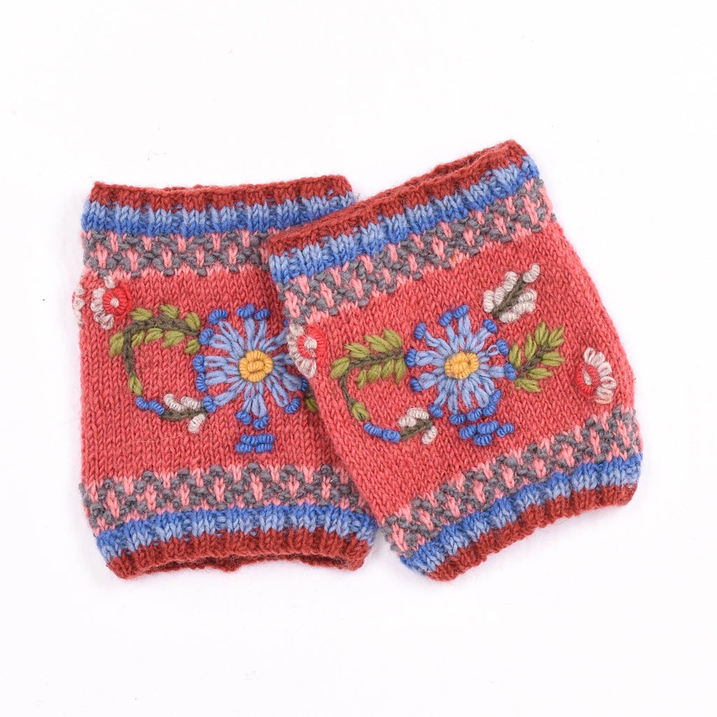 Abigail Wool Boot Cuffs with Embroidered Florals